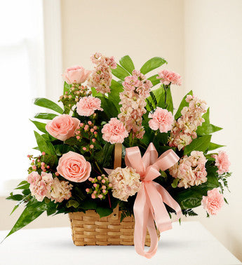 Peach and Pink Sympathy Basket Arrangement