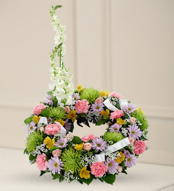 Carnation Wishes and Rose Dreams Tribute Wreath