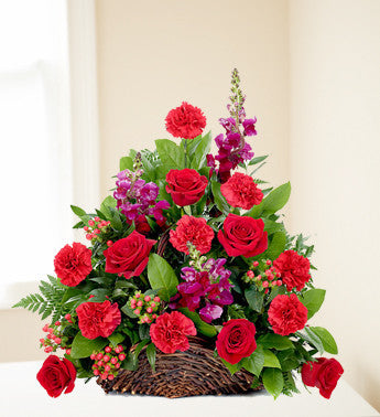 Carnation and Rose Memorial Basket