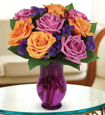Orange & Purple Rose Bouquet