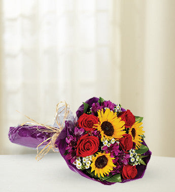 Sunflower and Rose Hand-Tied Arrangement