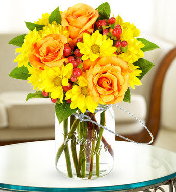 Orange Roses and Yellow Daisies