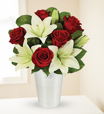 Asiatic Lilies and Red Roses