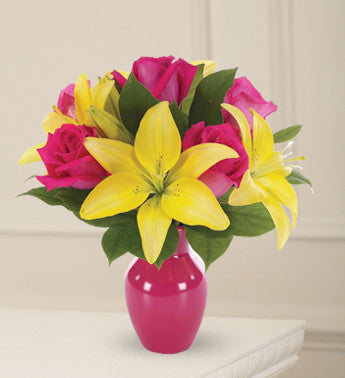 Pink Lily and Rose Display