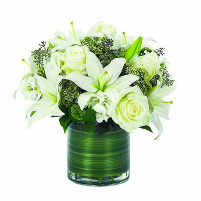 Contemporary White Rose & Lily Bouquet