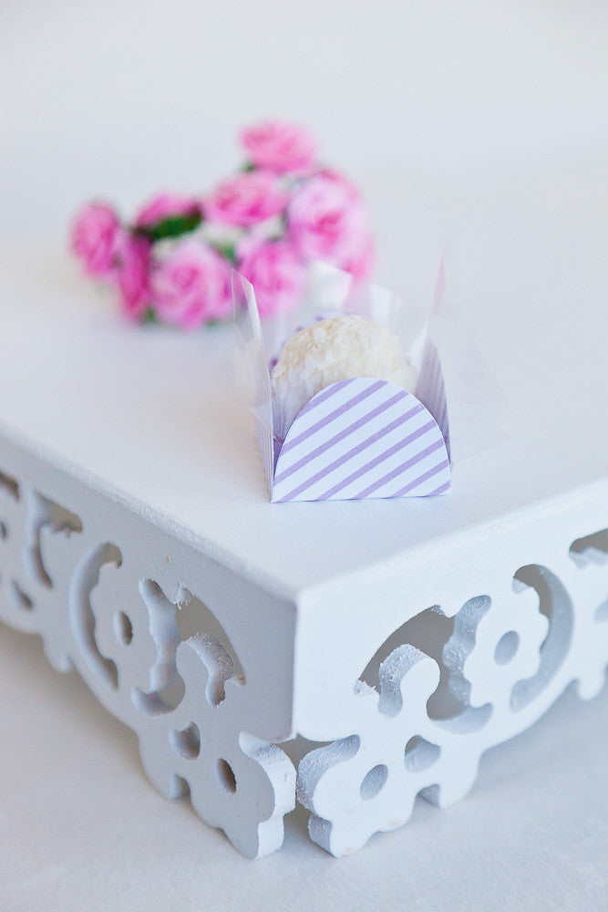 Stripe Lavender & White Paper Box