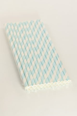 Baby Blue Paper Striped Straws