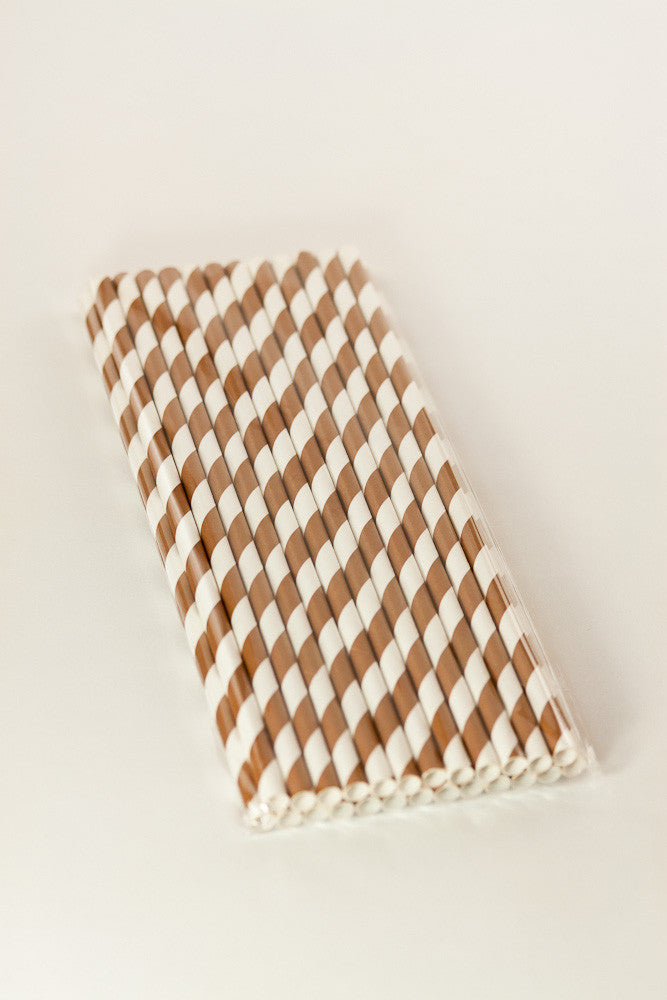 Brown Paper Striped Straws