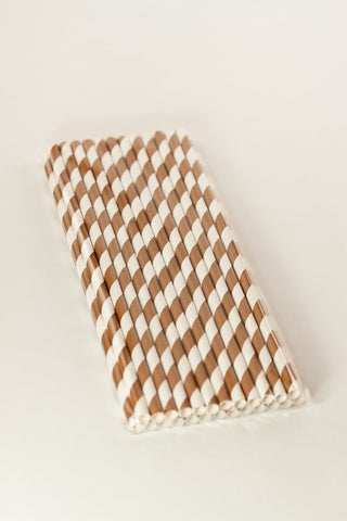Brown Paper Striped Straws