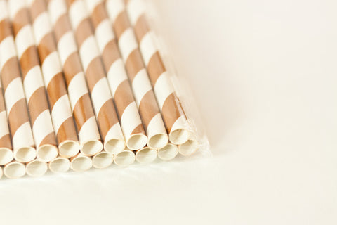 Mocha Paper Striped Straws