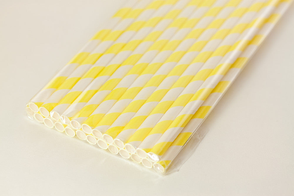 Yellow Paper Striped Straws
