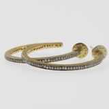 Black diamond hoops in silver and yellow gold
