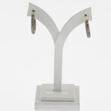 Black diamond small hoop earrings in silver and yellow gold
