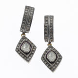 Black diamonds in silver and yellow gold studs with diamond drop earrings