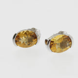 Citrine oval studs in white gold