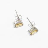 Citrine oval studs in white gold