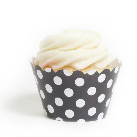 Black Big Polka Cupcake Wrapper