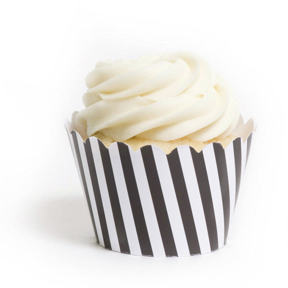 Striped Black White Cupcake Wrapper