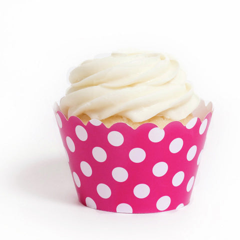 Fuchsia Big Polka Cupcake Wrapper