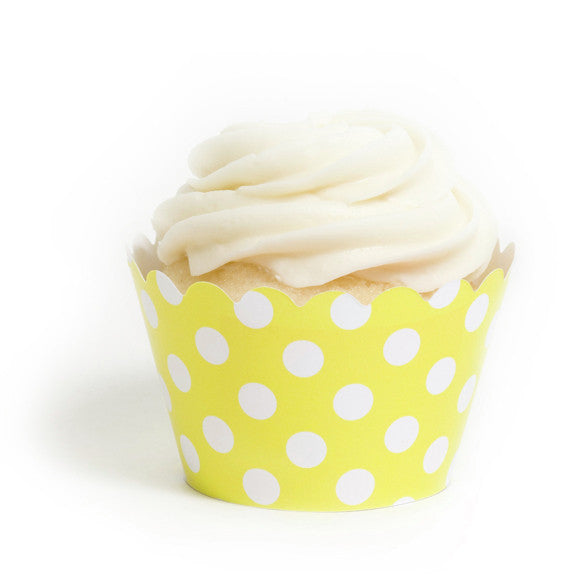 Yellow Big Polka Cupcake Wrapper