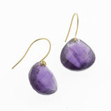 Faceted dark amethyst yellow gold drop earrings