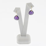 Faceted dark amethyst yellow gold drop earrings