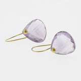Faceted light amethyst yellow gold drop earrings