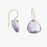 Faceted light amethyst yellow gold drop earrings