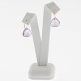 Faceted light amethyst yellow gold drop earrings