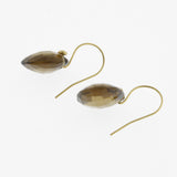 Faceted smokey quartz yellow gold drop earrings