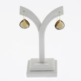 Faceted smokey quartz yellow gold drop earrings