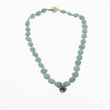 Faceted turquoise and tahitian pearl necklace