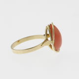 Meditteranean coral cabachon ring in yellow gold organic setting