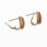 Meditteranean coral cabachon studs in yellow gold