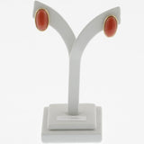 Meditteranean coral cabachon studs in yellow gold