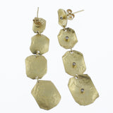 Yellow gold black diamond 4 drop earrings