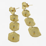 Yellow gold black diamond 4 drop earrings