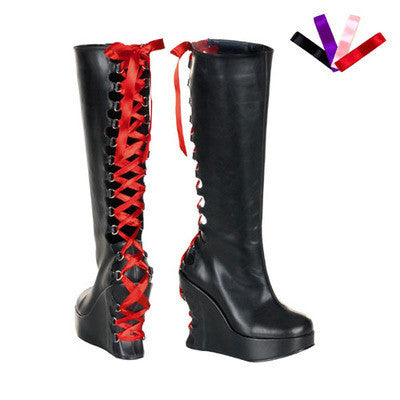 Demonia Bravo 5" Wedge Lace Back Boot