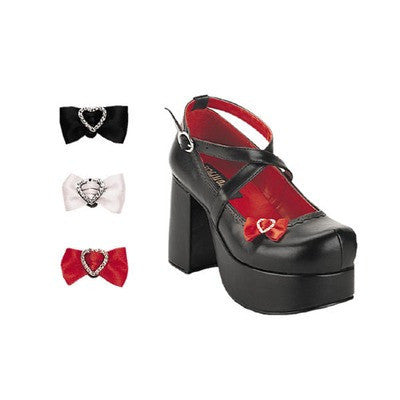Demonia Abbey 3 1/2" P/F Blk Pu Shoe w/Clip-on Bows