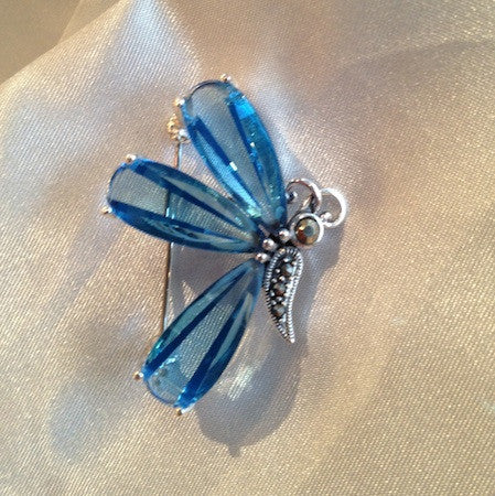 Blue butterfly brooch